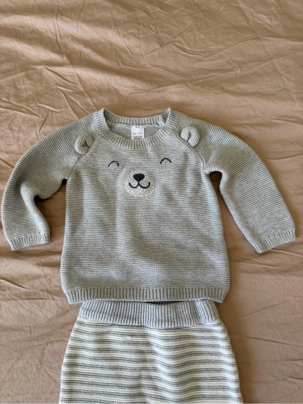 Carter's Light Gray Knit Baby Sweater 9M